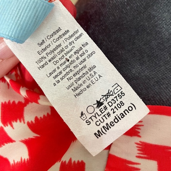 DINA BE Orange & White Patterned Dress with Navy Belt - Picture 8 of 8